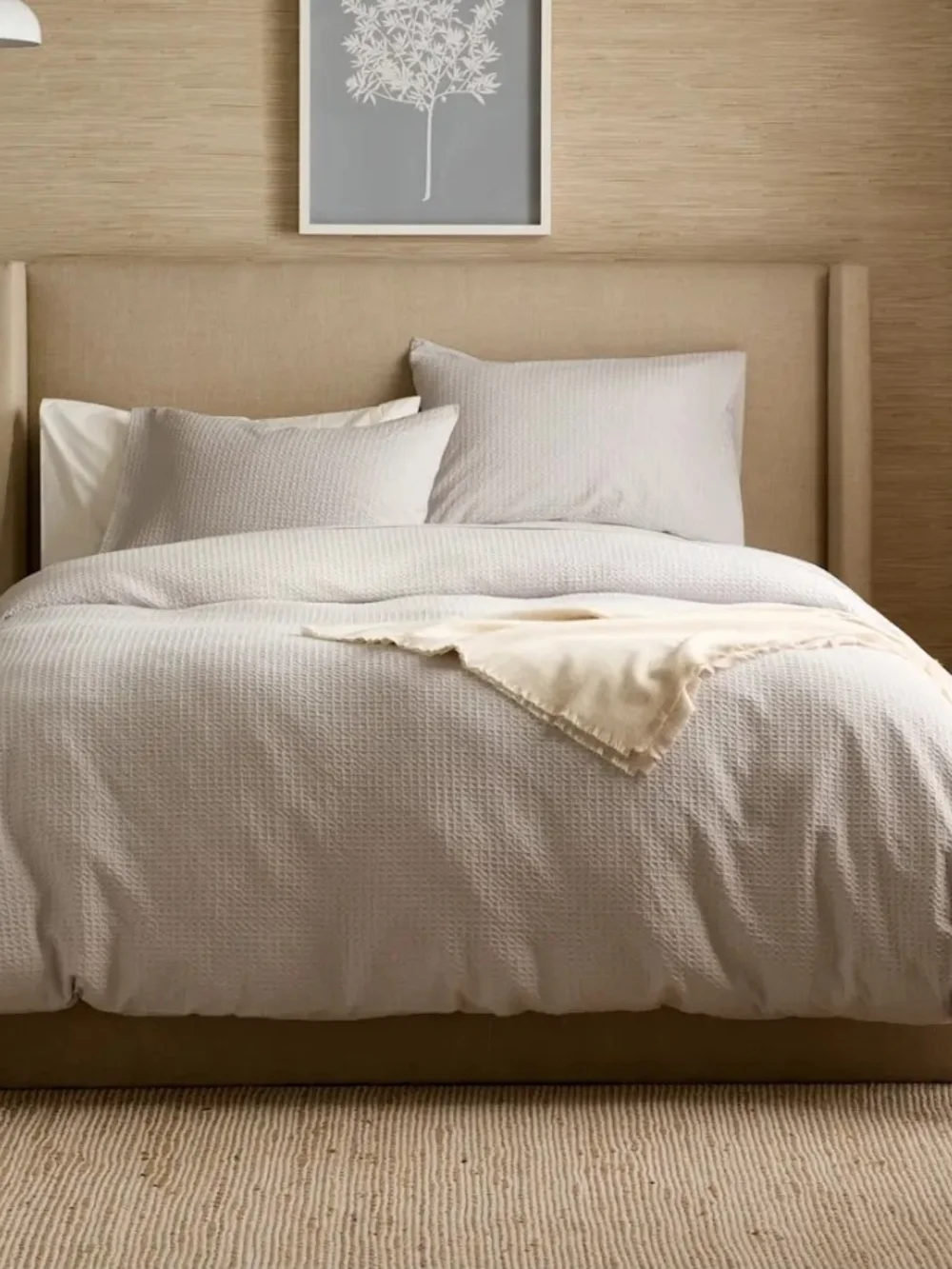 Quince Organic Luxe Honey Comb Duvet Cover - King - Light Grey